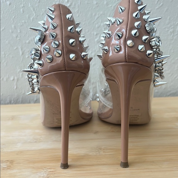 Steve Madden Silver and Tan Studded Women's Heels EUC - Picture 3 of 4